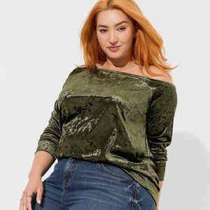 Torrid Crushed Velvet Off Shoulder Sweatshirt Size 3 NWT